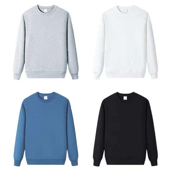 Autumn Winter Men Top O Neck Loose Pure Color Elastic Cuffs Pullover Mid Length Sport Daily Wear School Sweatshirt