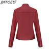 BITCED Spring/Autumn Casual Leather Jacket for Women Fashion Streetwear Stand Collar Biker Jacket