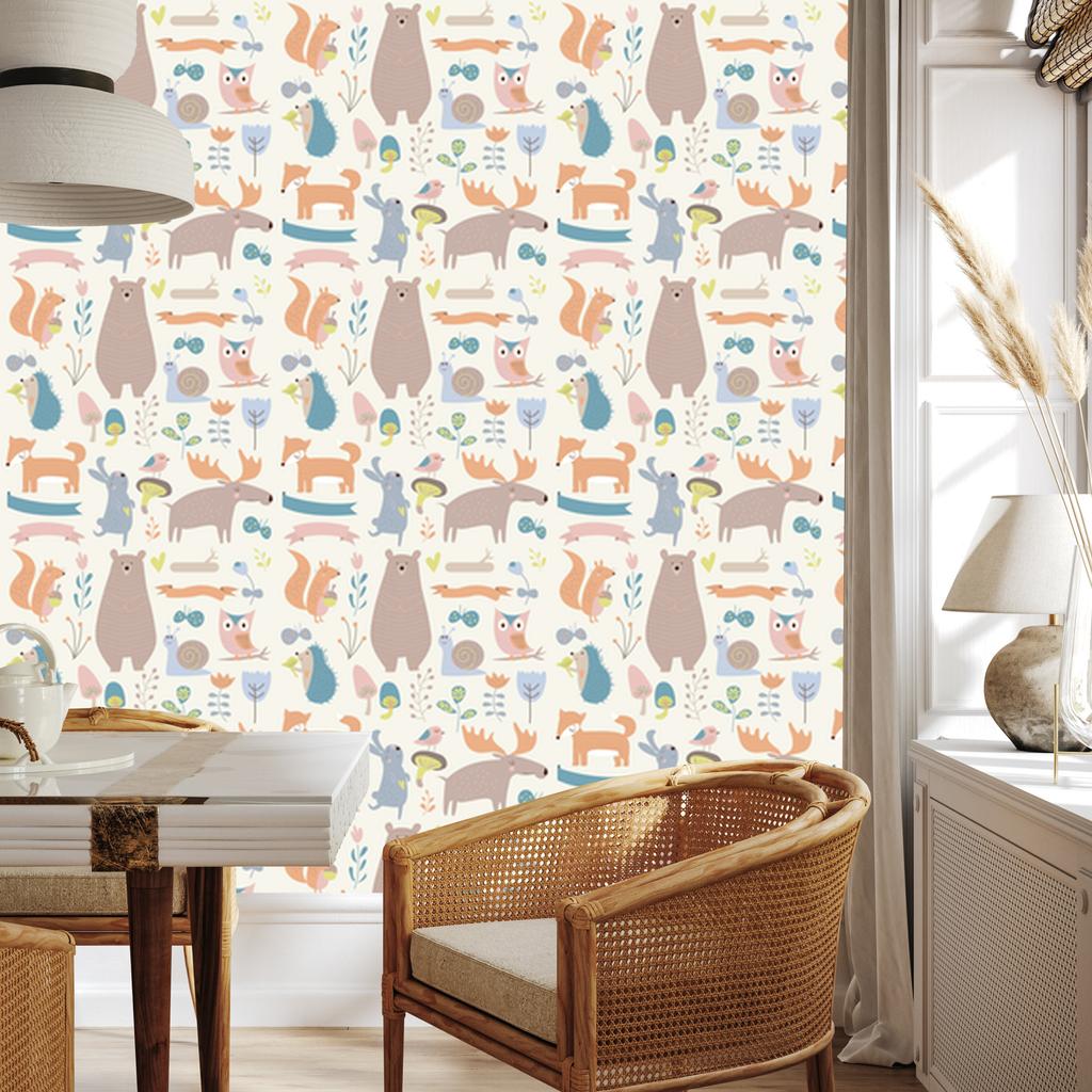 Forest Animals and Friends Wallpaper for Living Room and Bedroom 50x1000