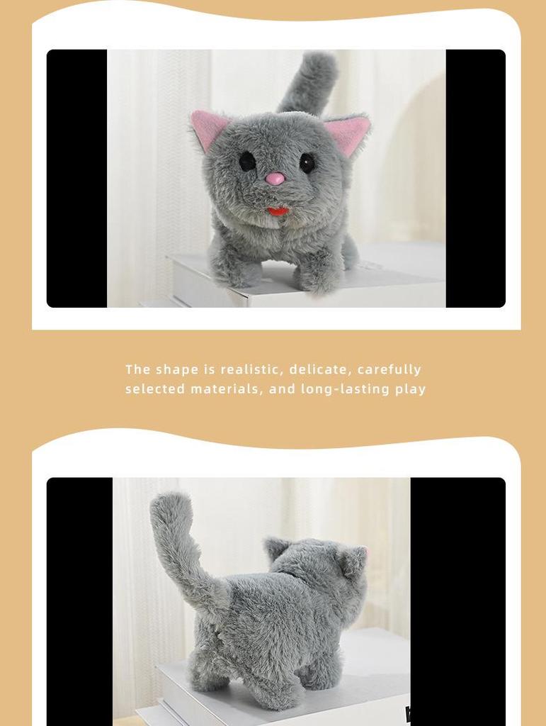 Interactive Electronic Kitten Plush Toy: Walks, Meows, and Wags Tail - Perfect Children's Pet Simulation