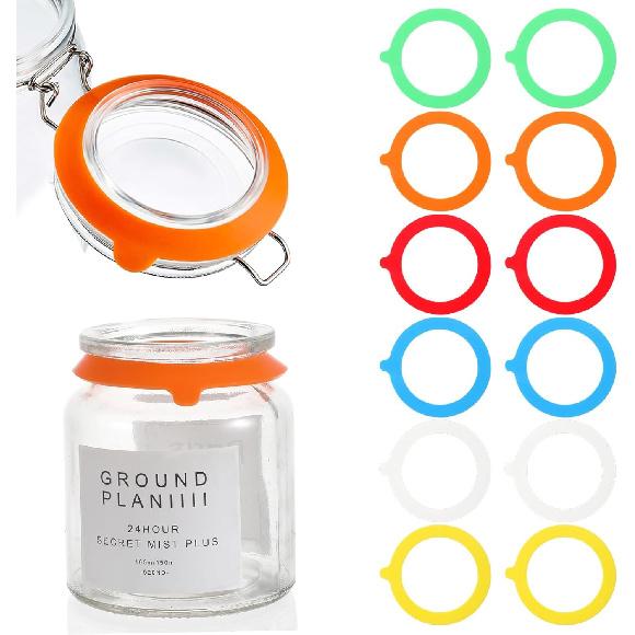 12PCS Rubber Seals for Glass Jars Silicone Jar Gaskets Replacement 3.75  Reble Seals Airtight Leak-proof Silicone Gasket Sealing Rings for Mason