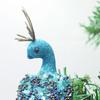 Glitzernde blaue Pfauenornamente mit Schwanzfeder zum Anklipsen, Dekorationsset für Christbaumschmuck, Gartendekoration, Garn