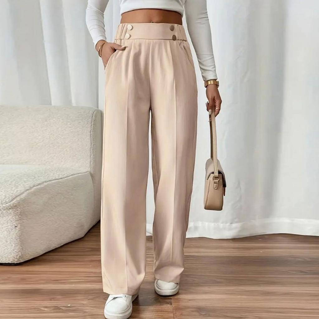 Women's High Waisted Color Flowy Floor-Length Casual Pants for Everyday Wear