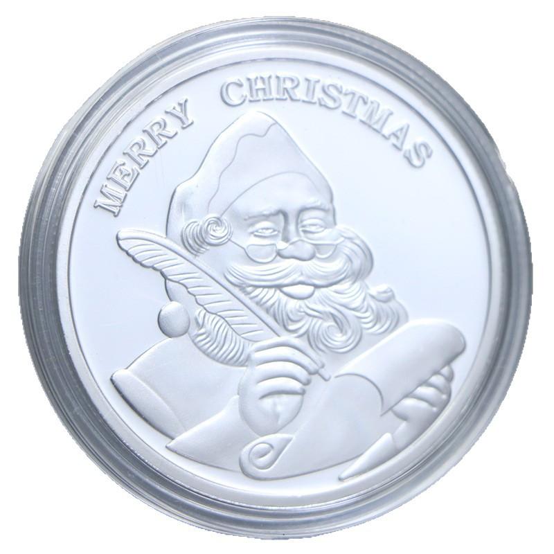 Santa Claus commemorative coins, metal crafts, New Year's wish silver coins, Christmas Eve gifts, Christmas commemorative medals