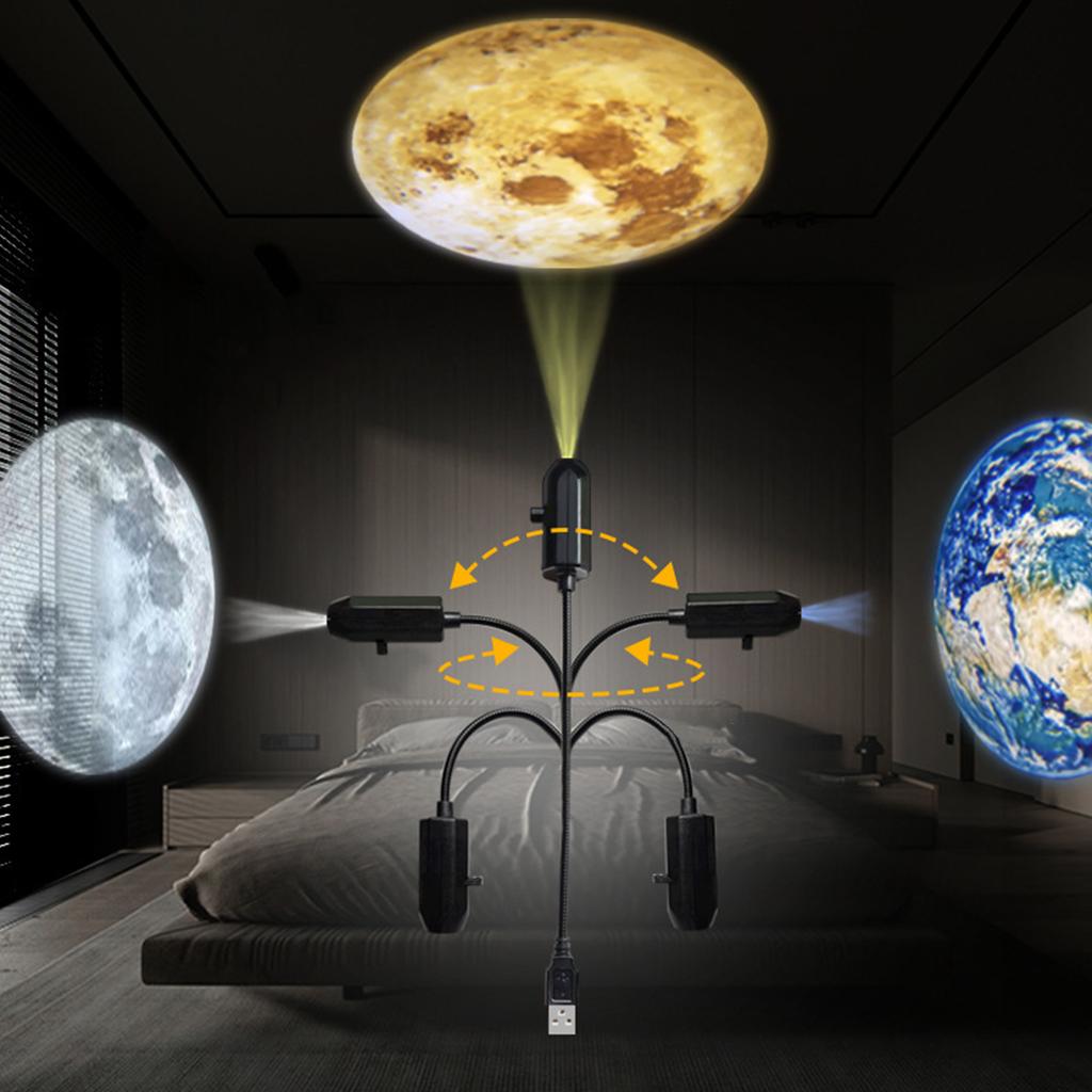 USB LED Projector Light 10 Pattern Adjustable Moon Planet Galaxy Projection Lamp Wall Decor Starry Sky Night Light Festival Gift