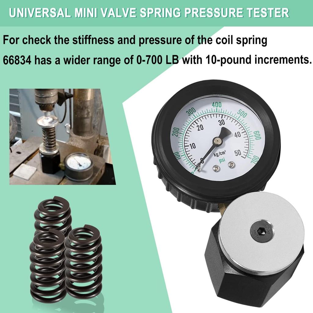Valve Spring Pressure Tester Gauge #66834,Double Scale Measuring Units Are Easy To Read, Measuring Range 0-700 Psi / 0-50 Kg-cm2