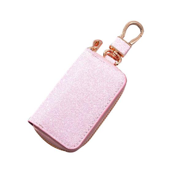Faux Leather Car Key Case Mini Portable Glitter Men Women Car Key