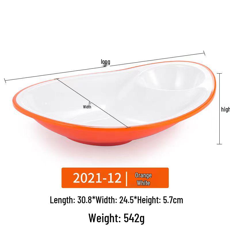 Melamine Divided Plate with Vinegar Dish for Dumplings, Shrimp, Cold Dishes, Snacks.