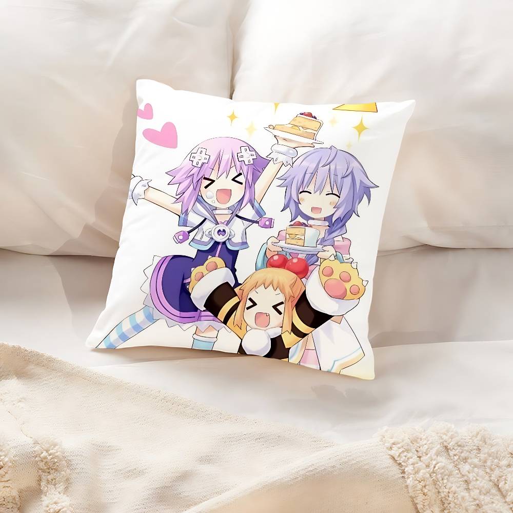 Hyperdimension N-Neptunia Pillow Case Cushion Cover Soft Cute Throw Pillow Case For Car Sofa Pillowcase Polyester With Zipper