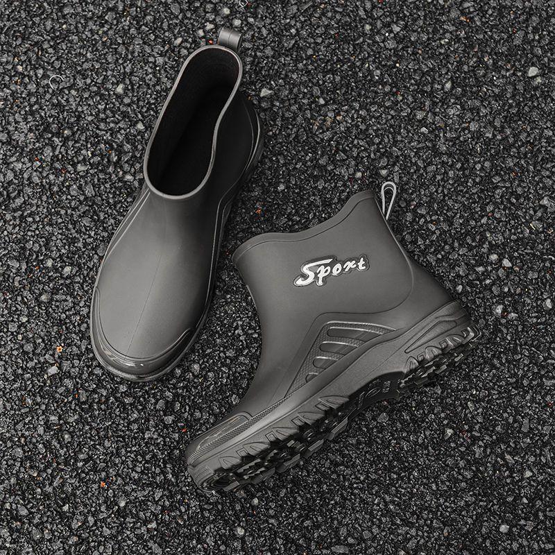 Fashionable non-slip mid-leg rain boots new waterproof outdoor fishing fixed fleece mouth