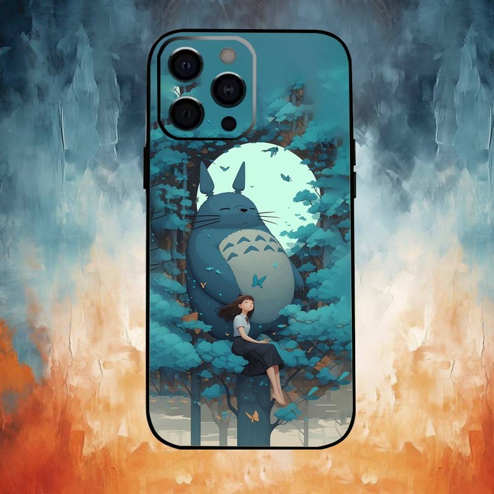 H-Hot Anime Cute Totoroes Phone Case For iPhone17,16,15,14,13,12,11 Plus,Pro Max Soft Black Cover