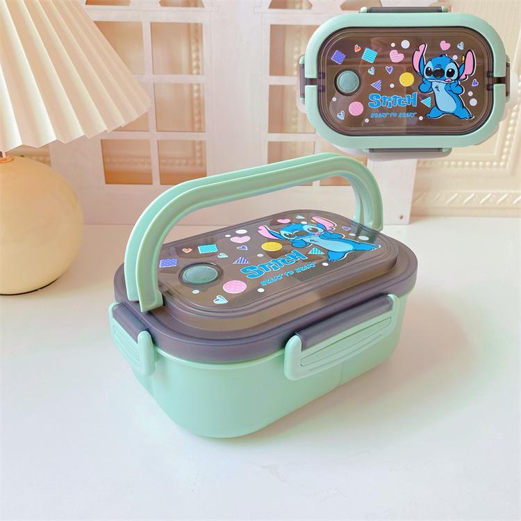Portable Japanese Double-Layer Bento Lunch Box for Students & Office Workers - Large Capacity, Cartoon Design