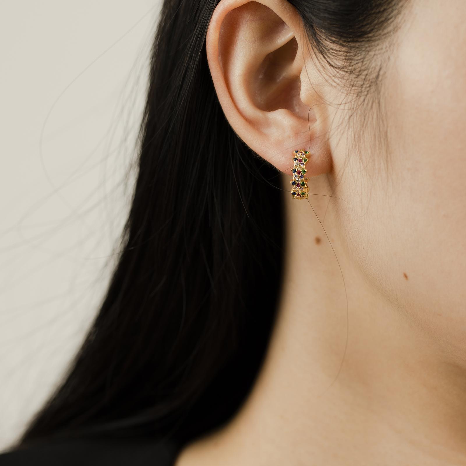 ANDYWEN серьги-кольца из стерлингового серебра 925 пробы со звездами — фото 7