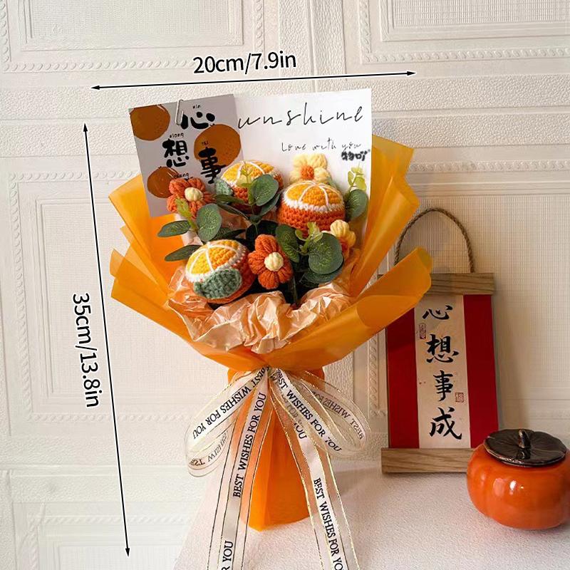Mazzo di Girasoli all'Uncinetto Fiori Artificiali Lavorati a Mano Mazzi Fiore per Laurea con Sacchetto Regalo Matrimonio per Invitati