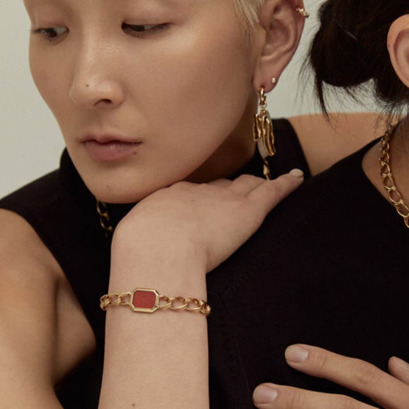 PANACHE CHASUNYOUNG Carnelian Signet Chain Bracelet