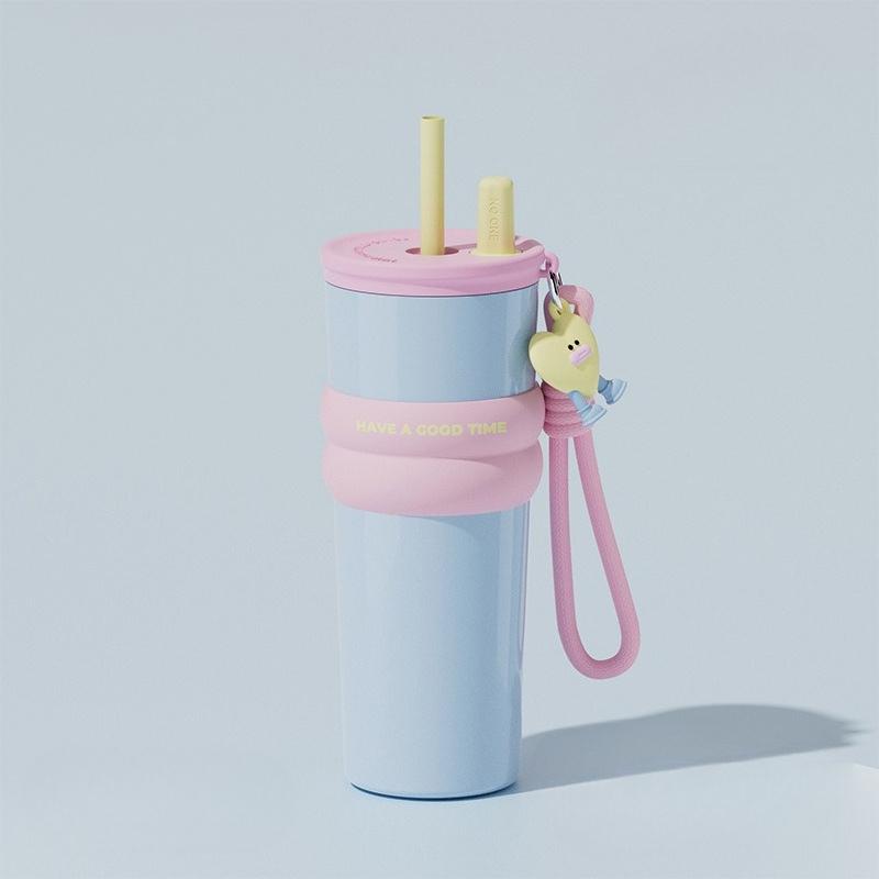 710ml Thermos Bottle Straw Cup 316 Stainless Steel Coffee Cup Cold and Hot Insulated Cup Tumbler Portable Car Vacuum Flask