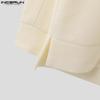 INCERUN Men Autumn Thick Woolen Knitted Pullovers Solid Color High Low Sweaters