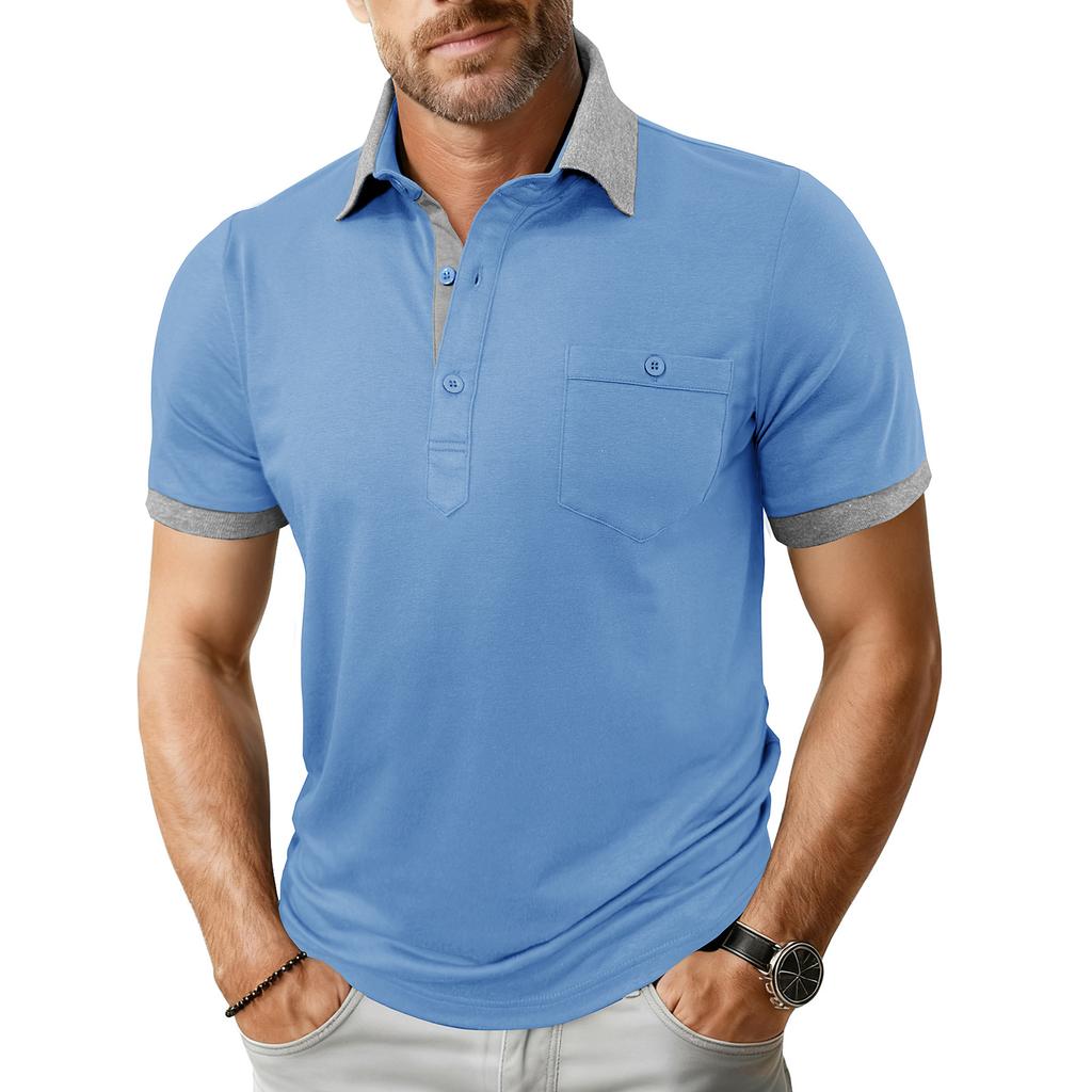 Men's Loose Threaded Cuffs Short,sleeved Men's Casual Lapel Button Top