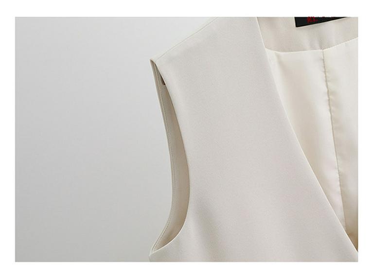 2025 Women's Slim V-Neck Sleeveless One-Button Vest - Spring/Autumn