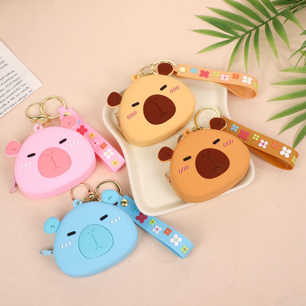 Capibala Silicone Coin Wallet Portable Earphone Storage Bag Cartoon Coin Purse Car Bag Accessories Pendant Key Bag