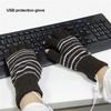 USB Heated Gloves Mitten for Men Women Striped Knit Fingerless Gloves Winter Hands Warmer Laptop Gloves for Adults