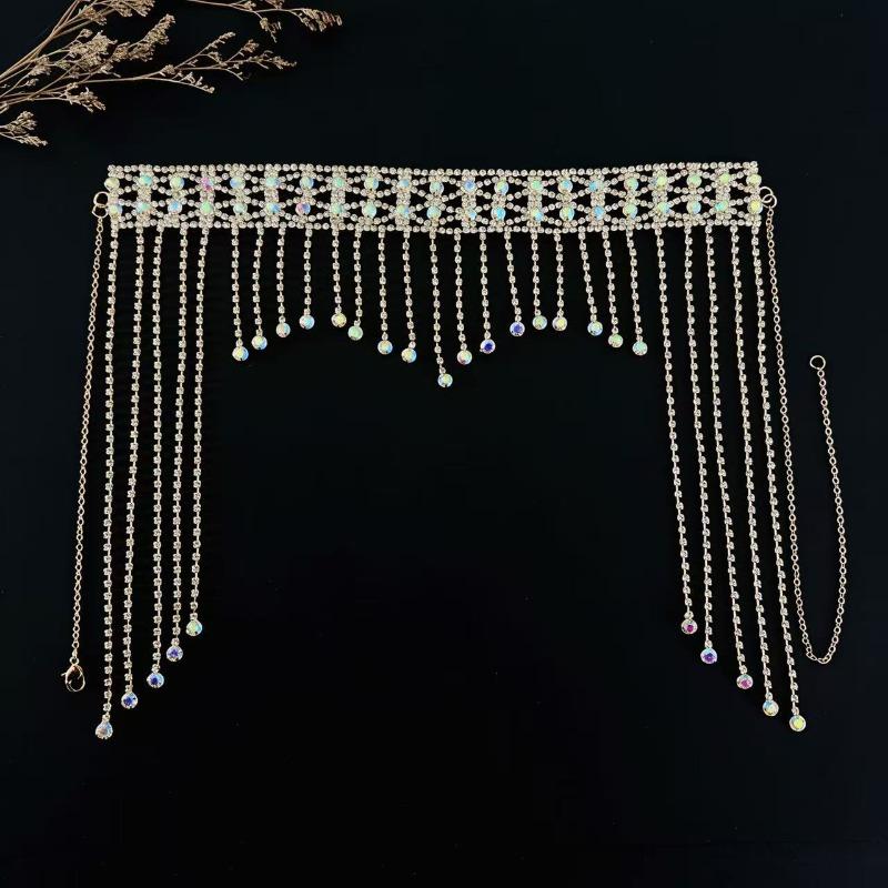 Meier Rhinestone fringed head chain, hair chain, exaggerated personality full diamond stage headdress