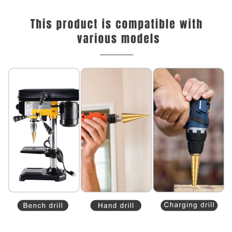 Hex Shank Titanium Hss Step Drill Bit Stainless Steel Cone Taper Iron Metal Wood Hole Cutter Metric Center Drill Bits 4-12/20/32