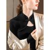Autumn Winter New Women Pullovers Half High Collar Hollow Out Fashion Retro Buckle Slim Long Sleeve T-shirt Tops