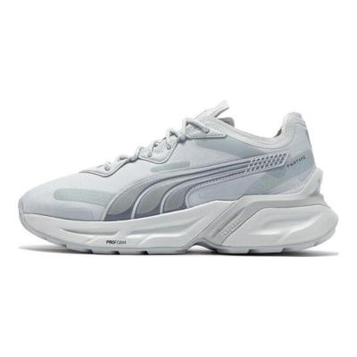 Pwrframe Aerogram Reflektierendes Gewebe Synthetisches Leder Runde Zehenpartie Schnürung Low-Top Lifestyle-Sneaker Unisex-Sneaker Silbergrau 390206-03
