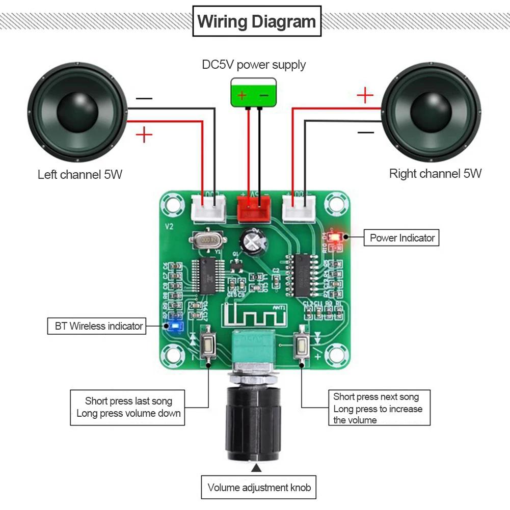 1-10 Stück XH-A158 PAM8403 2x5W Bluetooth 5.0 DC 5V Zweikanal-Audioverstärkerplatine Ultra Klare Drahtlose Lautsprecherverstärkerplatine
