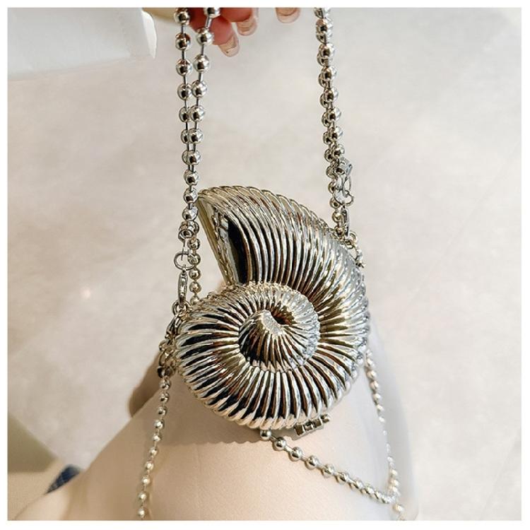 Womens Conch Shape Purse Elegant Acrylic Evening Bag with Chain Strap Crossbody Shoulder Small Handbag for Wedding Party