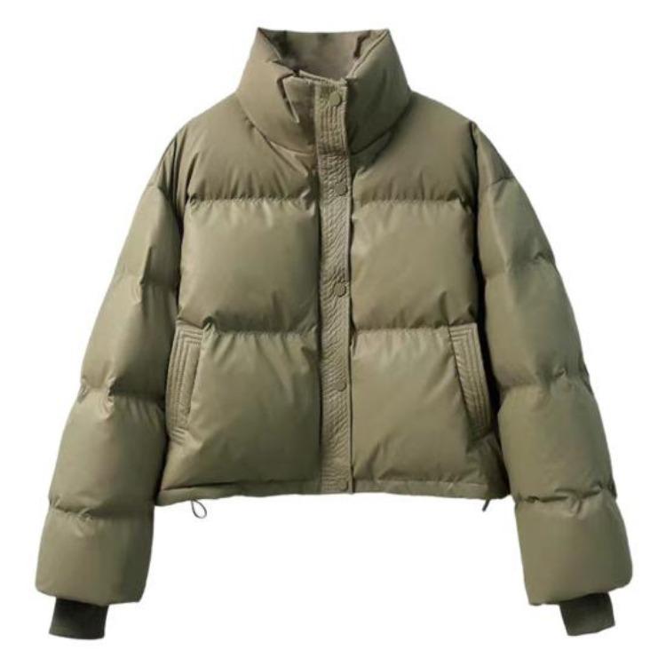 Winter Warm Down Coat Thickened Padded Jacket High Collar Windproof Long Sleeves Daily Outwear with Pockets Heat Retention Cotton