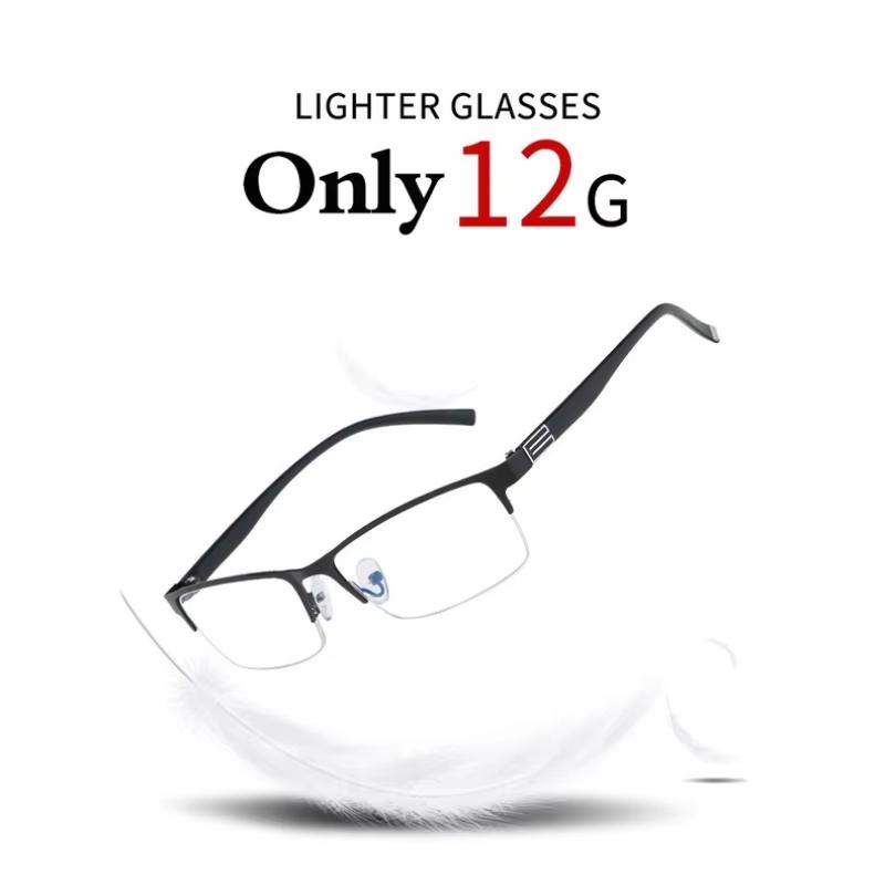 Stainless Steel Bifocal Reading Glasses for Mens Anti Blue Light Business Half Frame Presbyopia Eyeglasses +1.0 To +4.0