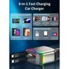 137W Retractable Car Charger for Lighter PD 65W Fast Charging Car Charger 90cm Retractable Lightning and Type-C Cables USB-A and USB-C Port Over-heat