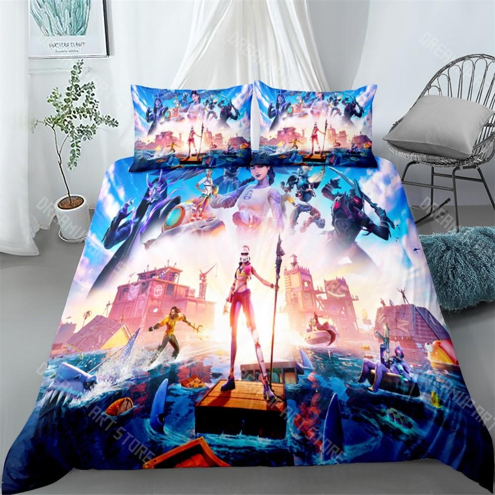 Hot Game Duvet Cover Pillowcase Bedding Set F-FORTNITES Adult Boy Girl Bedroom Decoration Children Gift Single Double Large Size