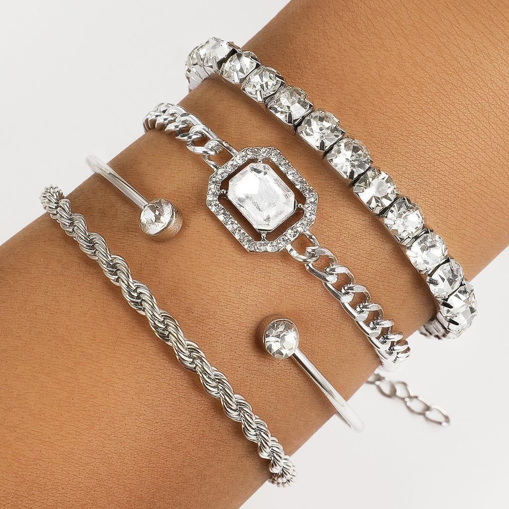 3Pcs/Set Luxury Rhinestone Butterfly Heart Bracelet For Women Vintage Exquisite Gold Color Cuff Bangle Female Daily Wear Jewelry