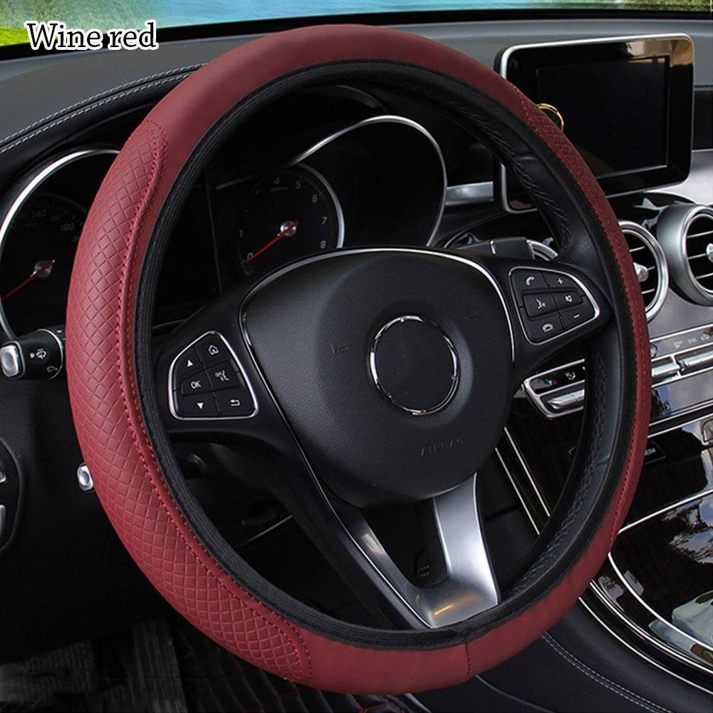 Leather Car Steering Wheel Cover Embossing Car Glove Cover Car Styling Car Accessories