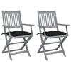 Day and Night - Day and Night Folding Garden Chairs 2 Pcs Cushions Solid Acacia Wood