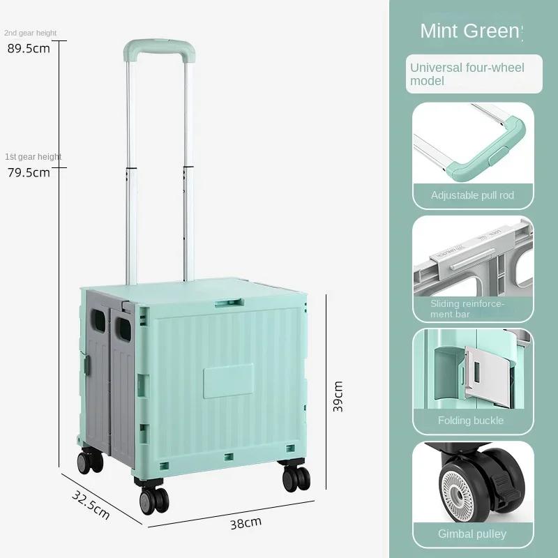 Portable Camping Trolley Multifunctional Camping Storage Box with Adjustable Handle Outdoor Camping Picnic Folding Trolley