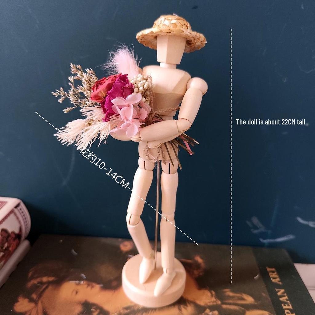 Jointed Wooden Puppet Doll: Handcrafted Human Body Ornament & Decompression Gadget.