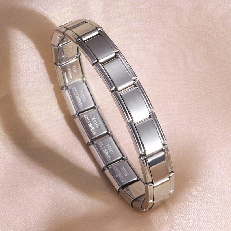 Italian Charm Stainless Steel Bracelets For Women Men 9mm Width Elastic DIY Modular Bracelet Jewelry Gift