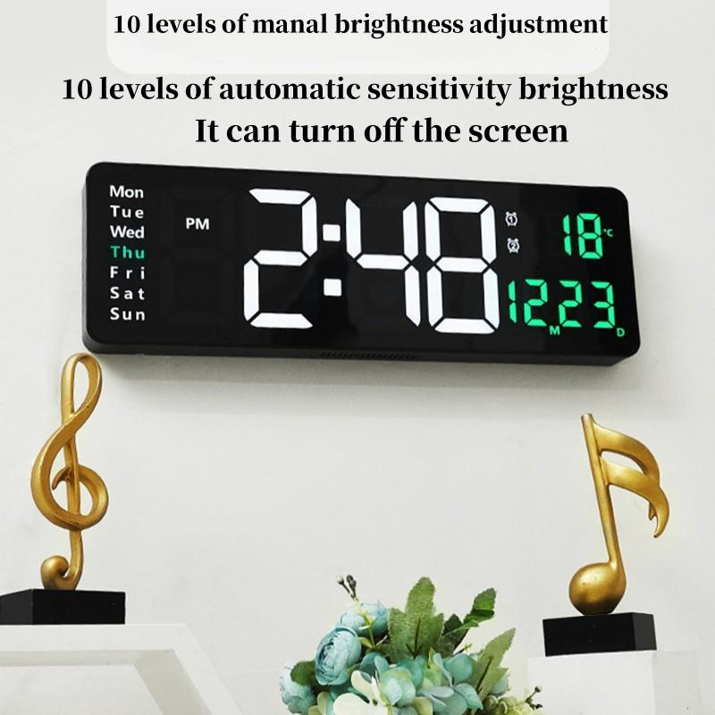 16 Inch Large Digital Wall Clock TEMP Date Week with Remote Control Timer Countdown Table Clock 2 Alarm 12/24H Wall-mounted LED Clock