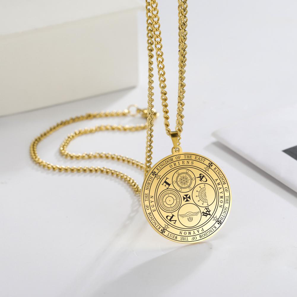 Dawapara Four Powerful Archangels Necklace The Seals of The Four Emperors Kingdom of Spirits Rulership Stainless Steel Amulet