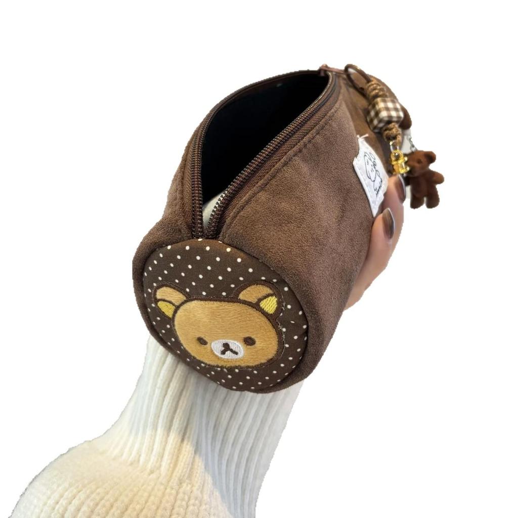 Estuche para Lápices Rilakkuma de Lunares con Bordado Japonés - Bolsa de Papelería de Gran Capacidad