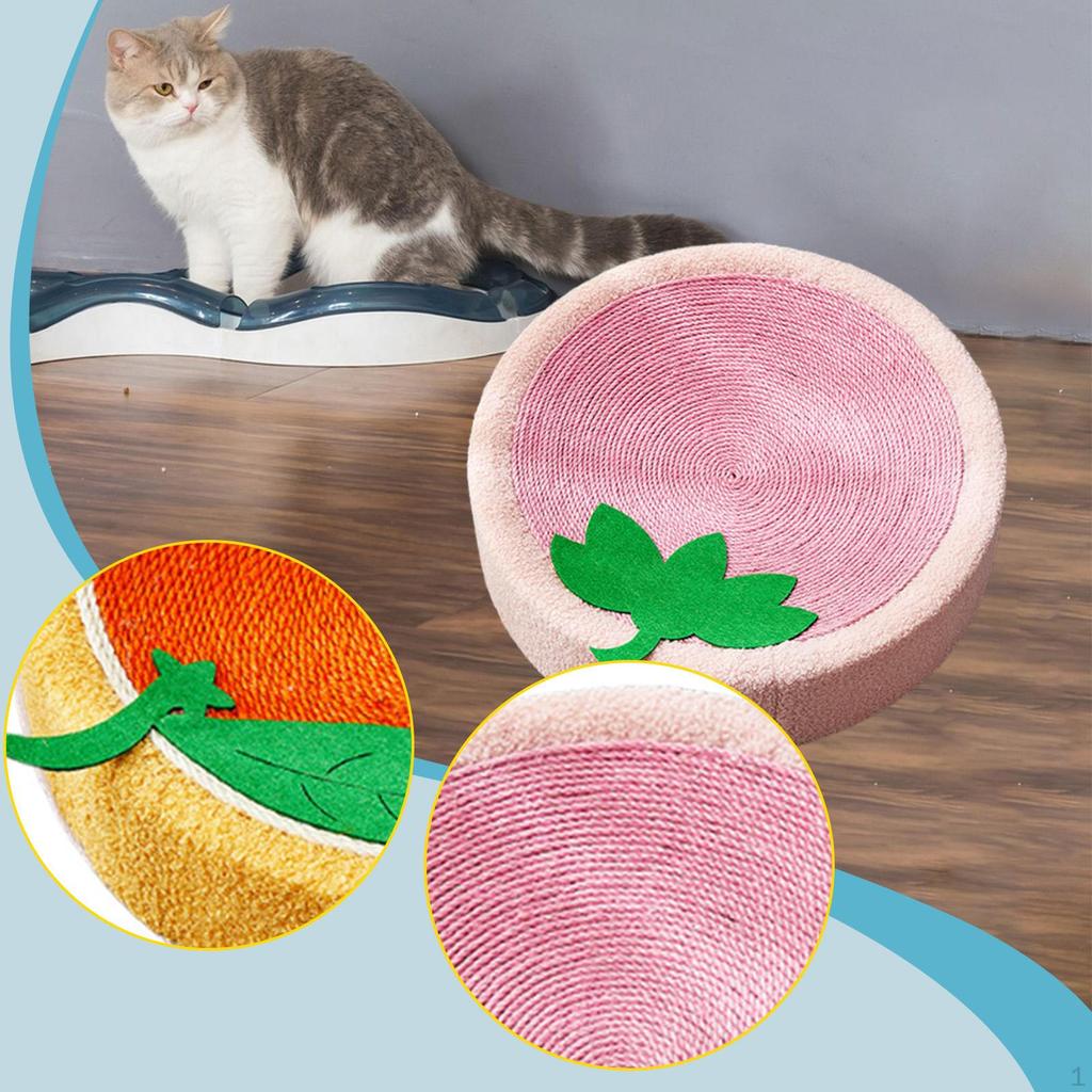 Cat Scratcher Bed Scratch Pad Cartoon Anti Slip Mat Sisal for Indoor Cats to Play,