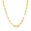 INS Fashion 18K Gold Silver Plated Minimalist Link Pendant Necklace Carabiner Lock Chunky Zircon Geometric Paperclip Design