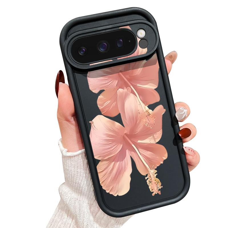 Pink Hibiscus Flower Pattern Case For Google Pixel 10 Pro XL Shockproof Bumper Silicone Cover For Pixel 9A 9 8 7 Pro 8A 7A