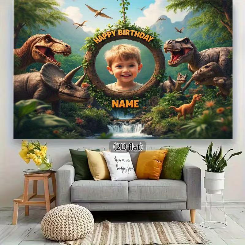 Personalisierte Jurassic Dinosaurier Geburtstag Hintergrundwand Benutzerdefinierte Foto & Name T-Rex Party Foto Booth Hintergrund Banner
