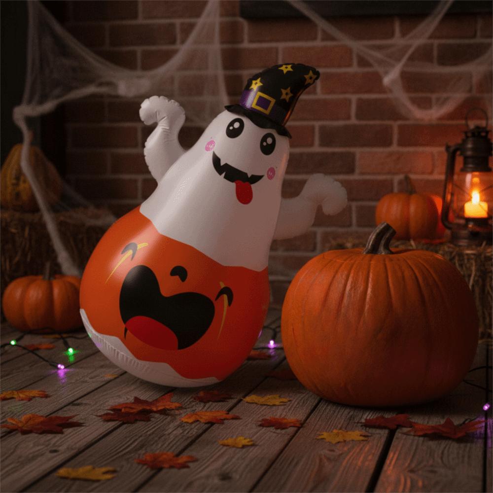 PVC Material Inflatable Pumpkin LED Light Inflatable Witch Hat Holiday Decoration