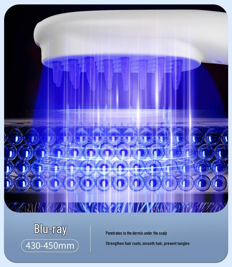 Red & Blue Light Electric Scalp Massager Comb with Hair Growth Oil